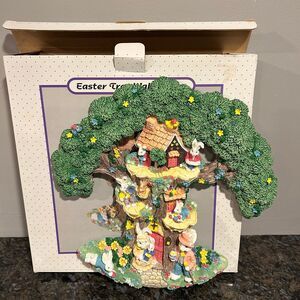 Vintage Great Western Trading Co Easter Tree Wall Plaque Decoration Bunny EUC